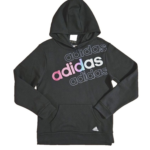 Adidas Black Hoodie Sweatshirt with Gradient Logo 10/12 girls - Picture 1 of 2